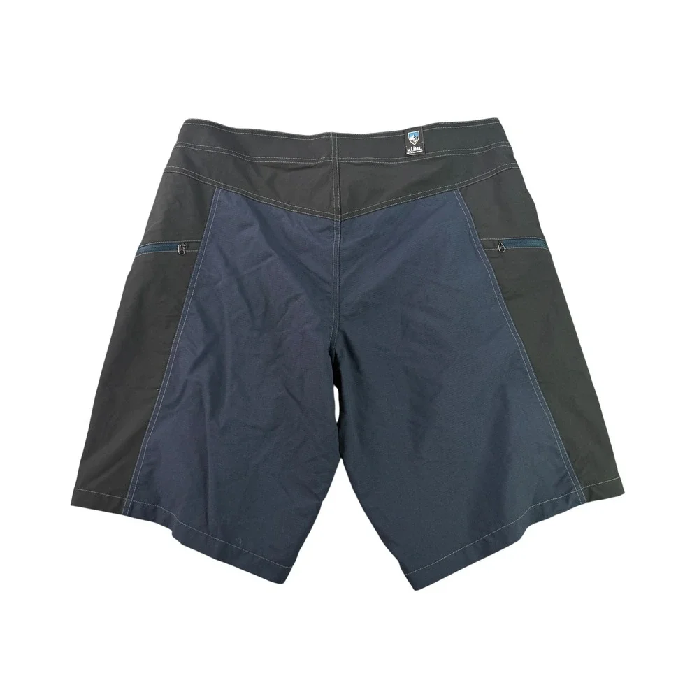 Kuhl Mutiny Technical Boardshorts‎ Mens 38 Navy Black Stretch Swim Trunks Shorts